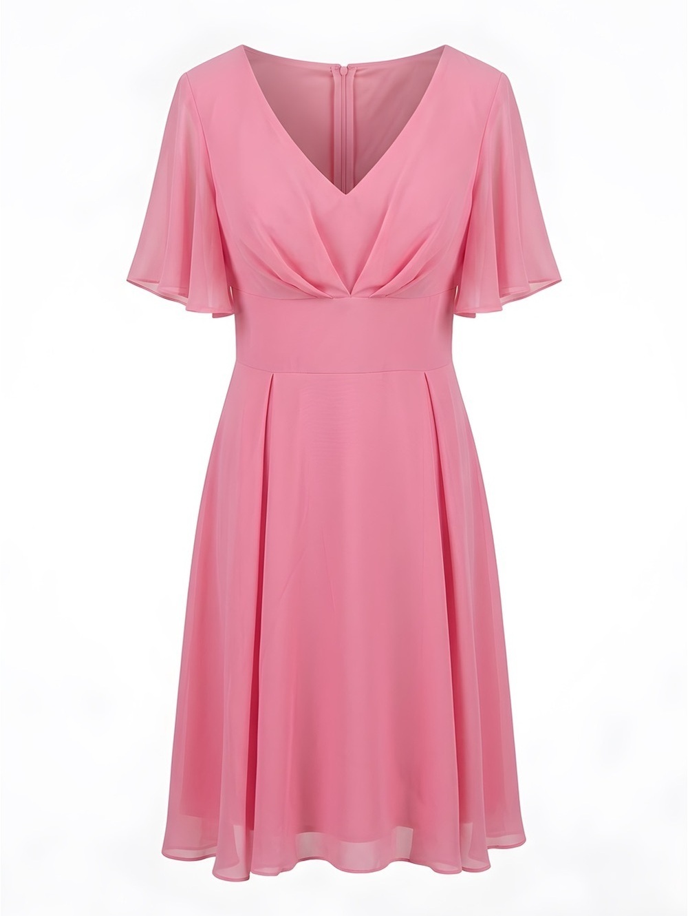 Mother of the Bride /Groom Clearance Sale -Pink Midi Dress with Flutter Sleeves